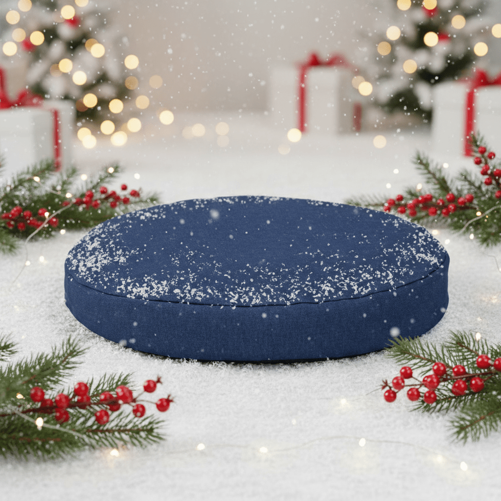 Renewed Round Denim Pet Bed with Foam - beds, black - friday - 2025, and Carolina Pet