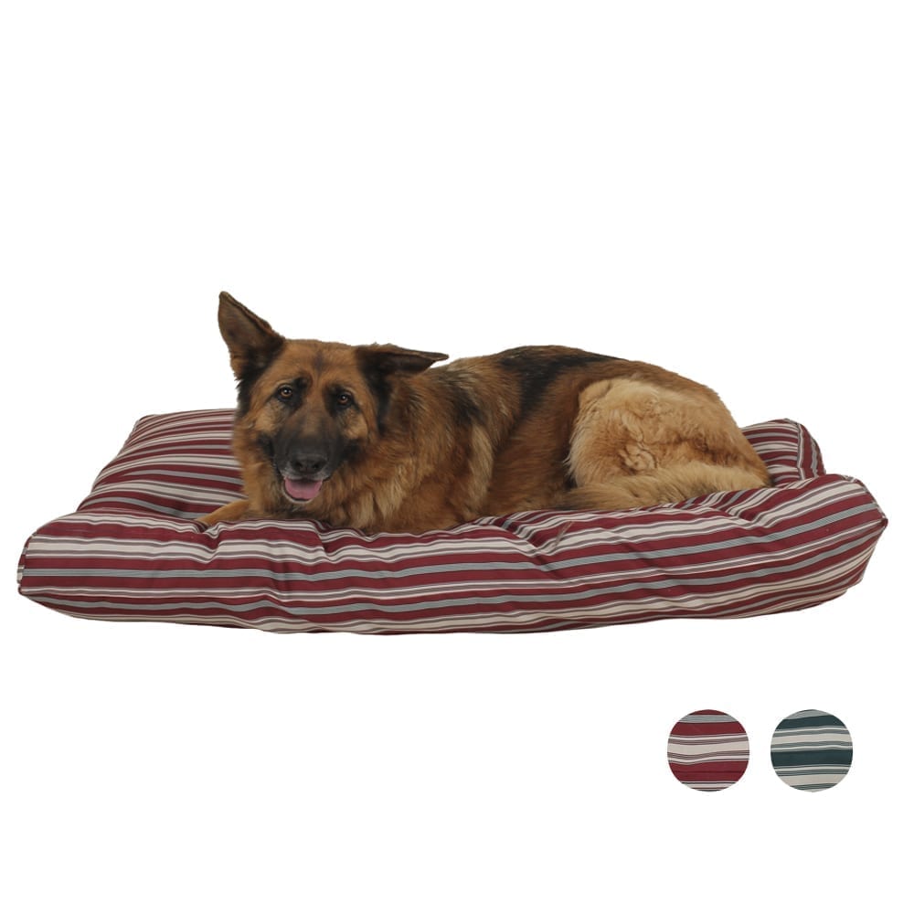 Striped Jamison Indoor Outdoor Dog Bed - German Shepherd laying on top of the bed.