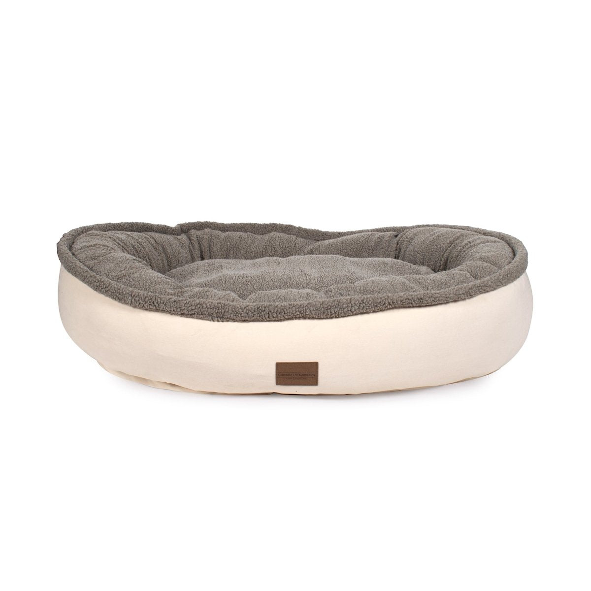 Microfiber & Tipped Berber Round Comfy Cup Dog Bed Tan, Large (42x36x10)