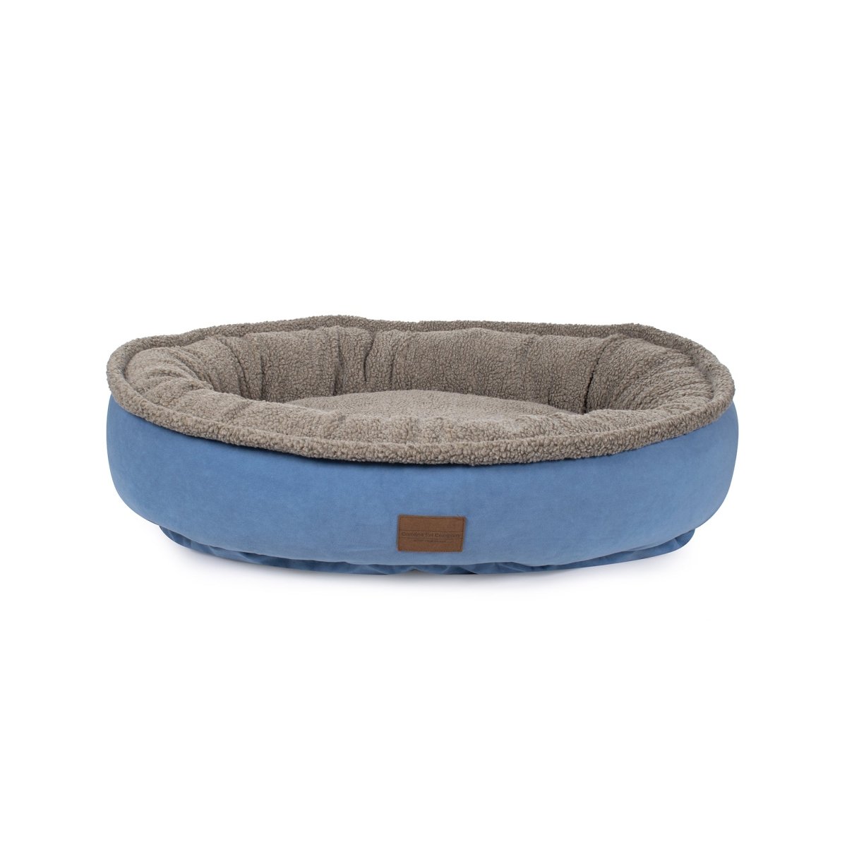 Microfiber & Tipped Berber Round Comfy Cup Dog Bed Blue, Medium (36x32x9)