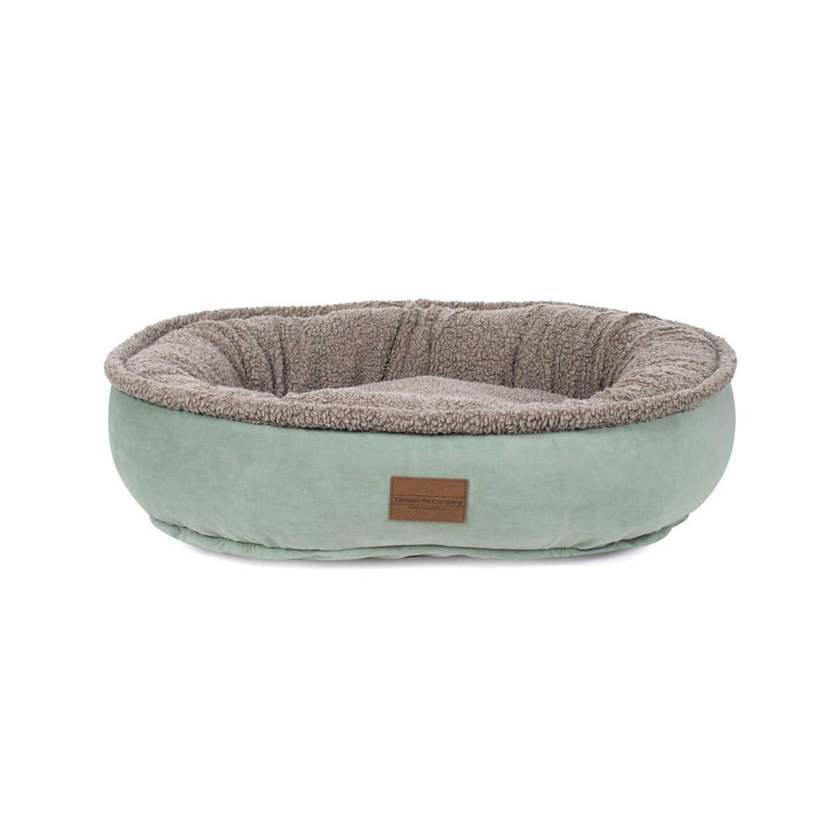 Microfiber & Tipped Berber Round Comfy Cup Dog Bed Sage, Small (27x24x8)