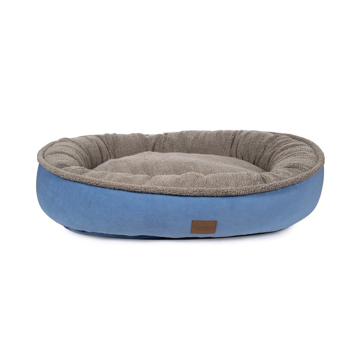Microfiber & Tipped Berber Round Comfy Cup Dog Bed Blue, Large (42x36x10)