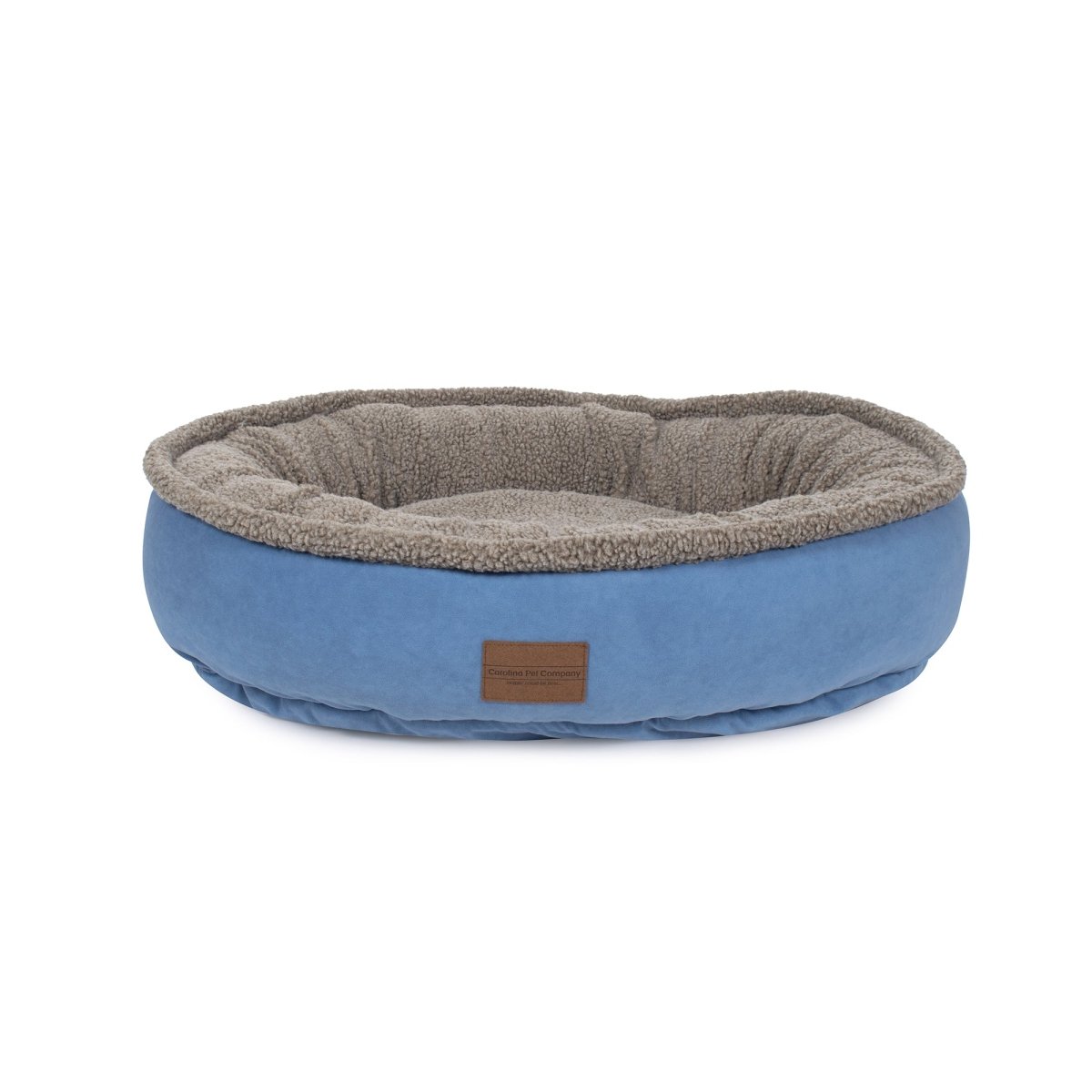 Microfiber & Tipped Berber Round Comfy Cup Dog Bed Blue, Small (27x24x8)