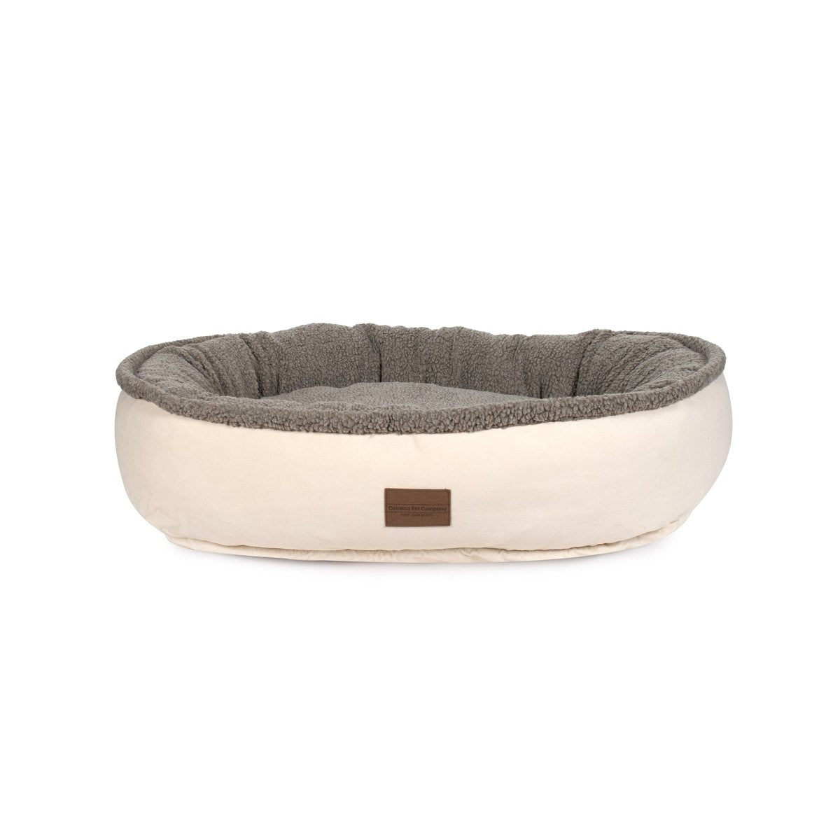 Microfiber & Tipped Berber Round Comfy Cup Dog Bed Tan, Medium (36x32x9)