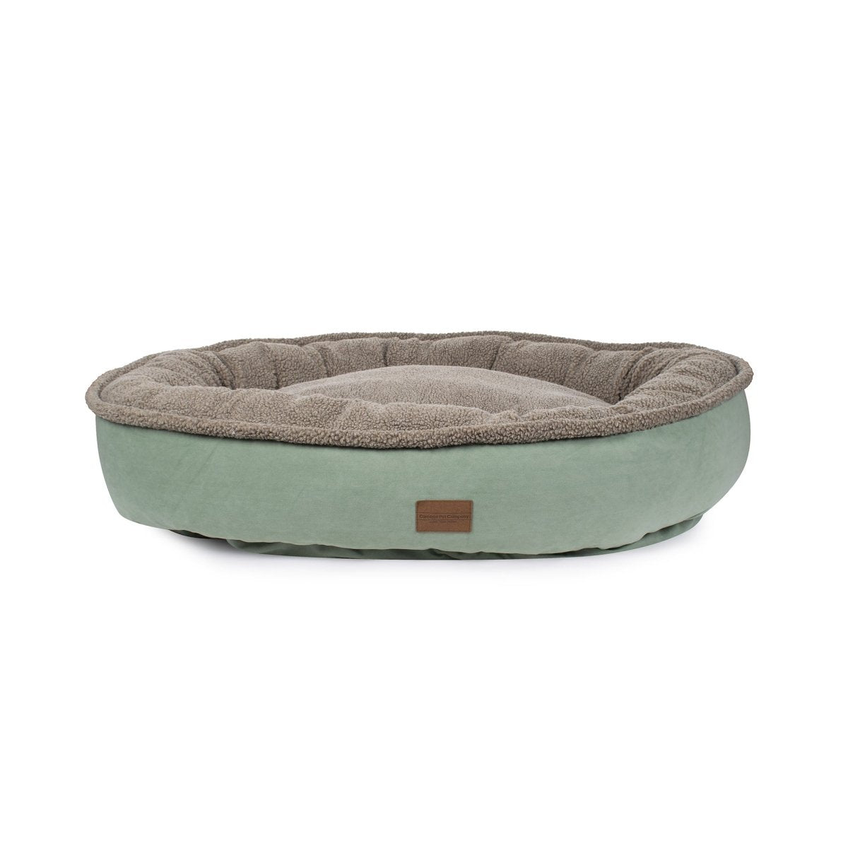 Microfiber & Tipped Berber Round Comfy Cup Dog Bed Sage, Large (42x36x10)