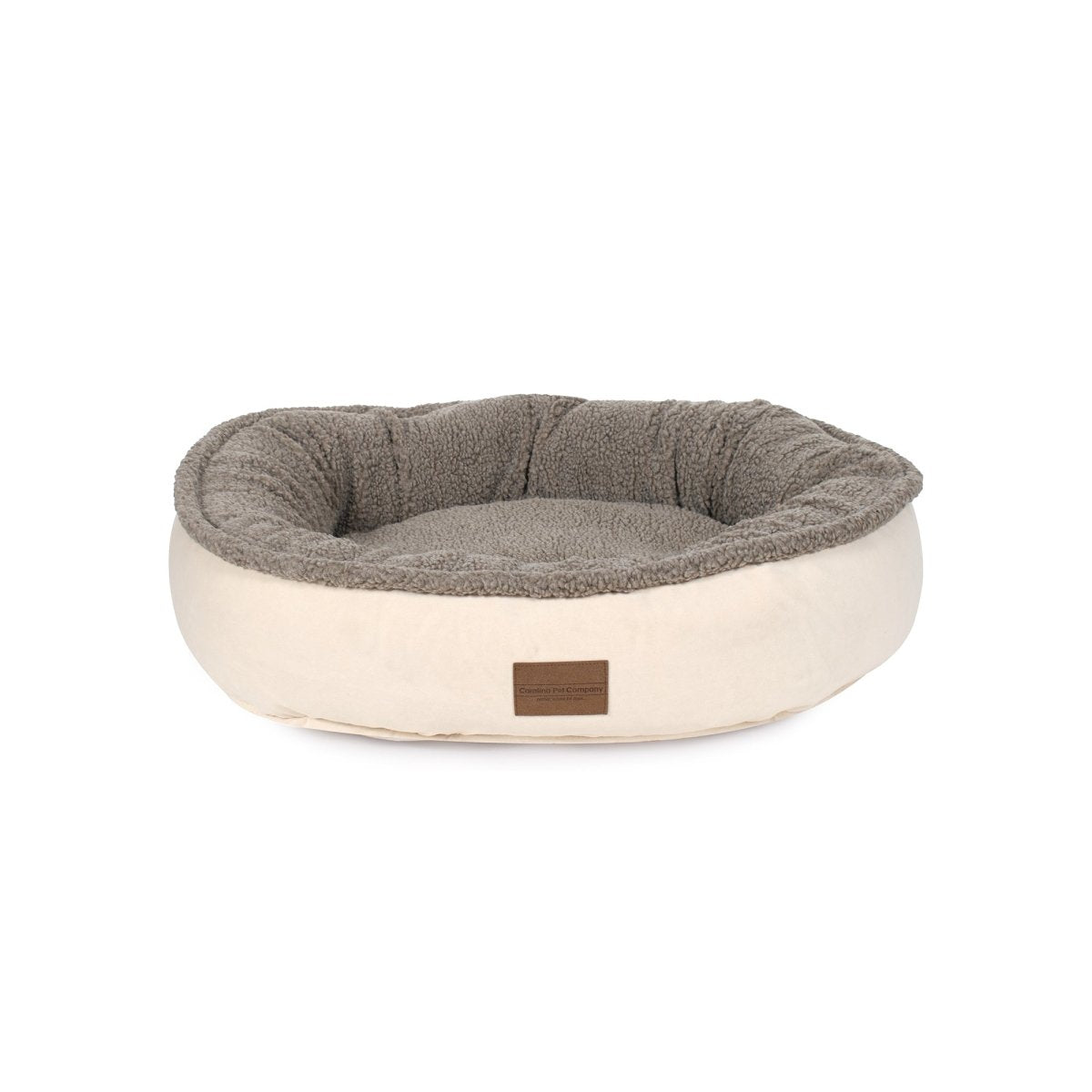 Microfiber & Tipped Berber Round Comfy Cup Dog Bed Tan, Small (27x24x8)