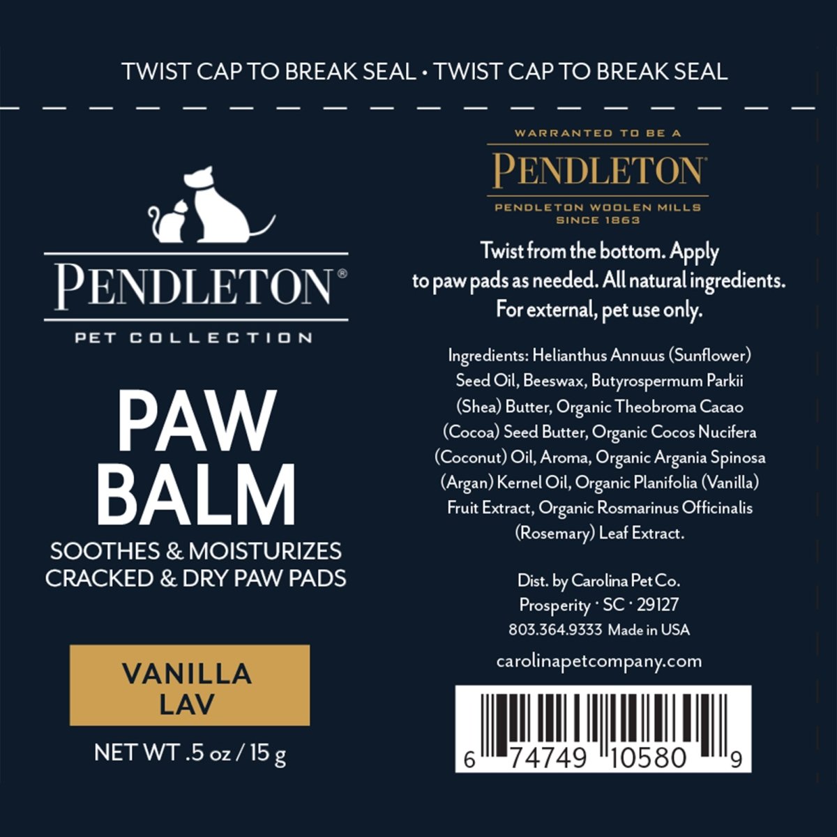 Pendleton Pet 0.5oz paw balm stick die line