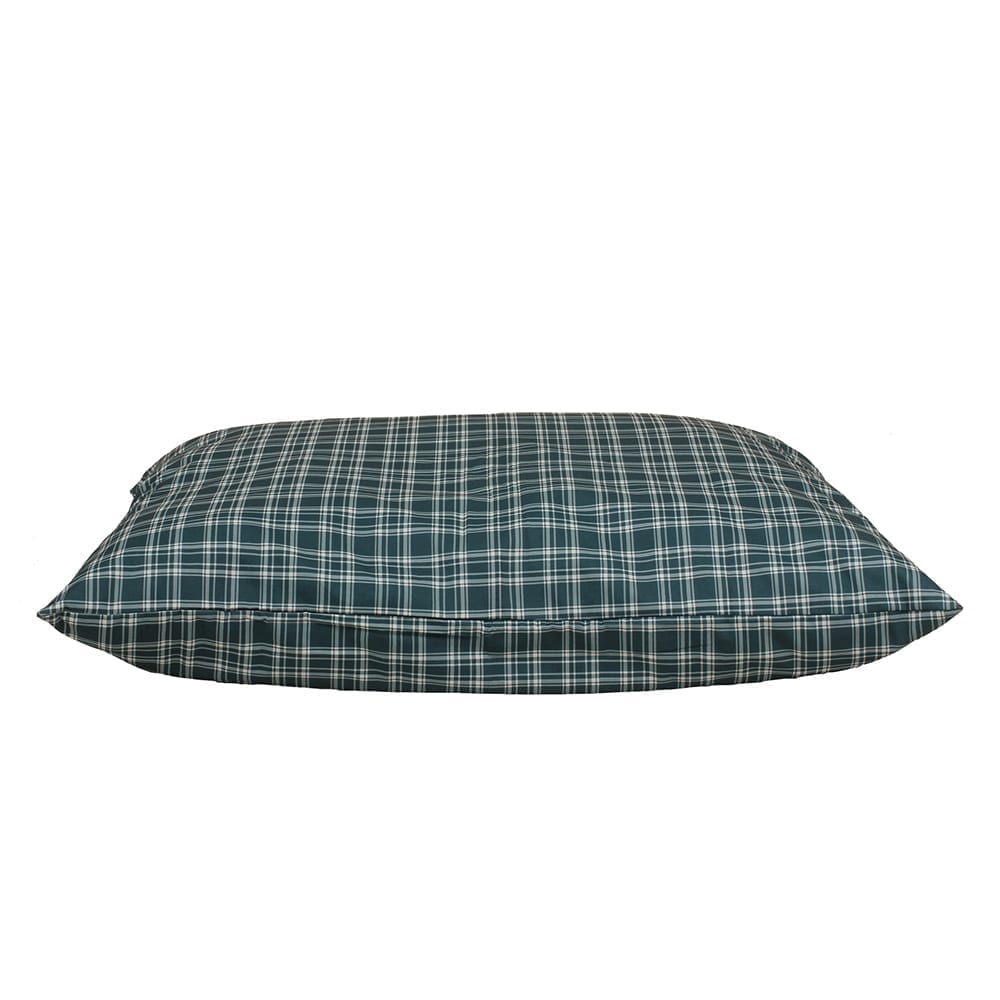 Plaid Shebang Rectangle Indoor Outdoor Dog Bed Green, Small (36x27x4)