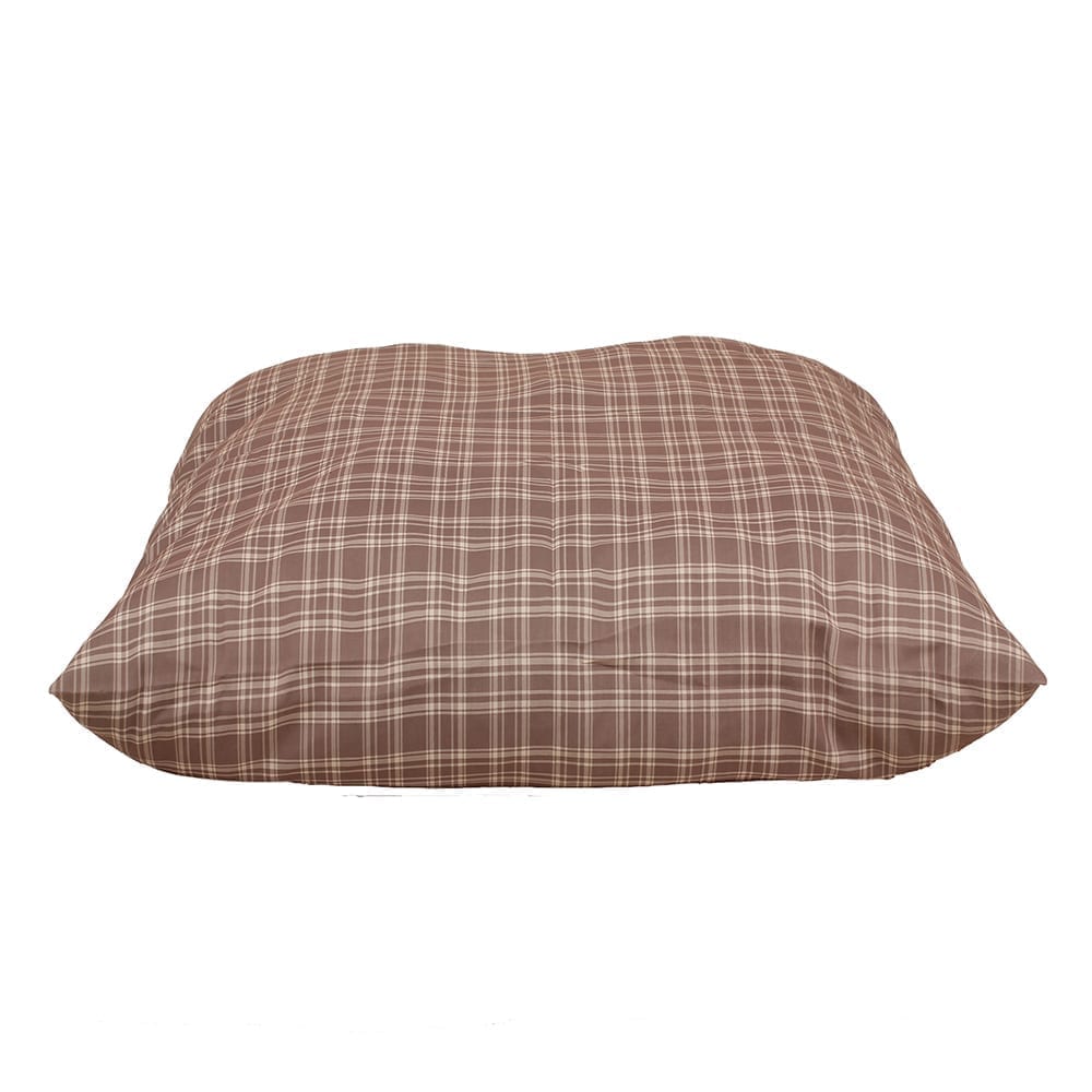 Plaid Shebang Rectangle Indoor Outdoor Dog Bed Tan, Medium (44x35x4)