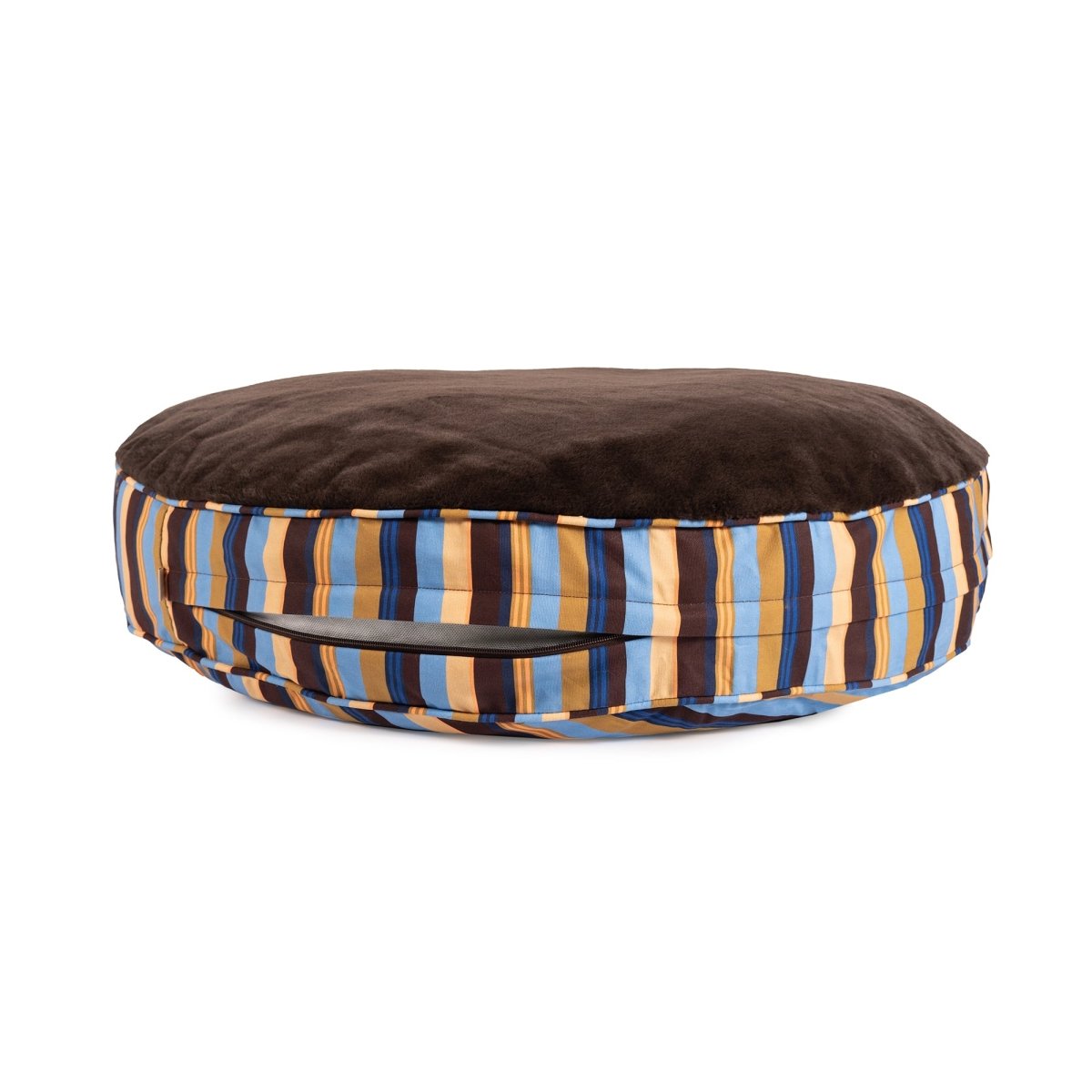 Round Stripe Pet Bed with Fur - beds, New, and personalized