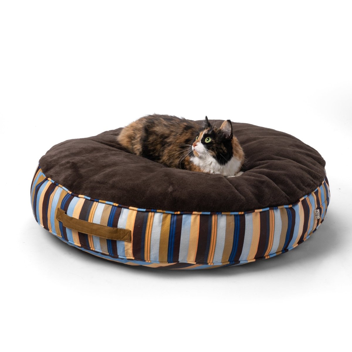 Round Stripe Pet Bed with Fur - beds, New, and personalized