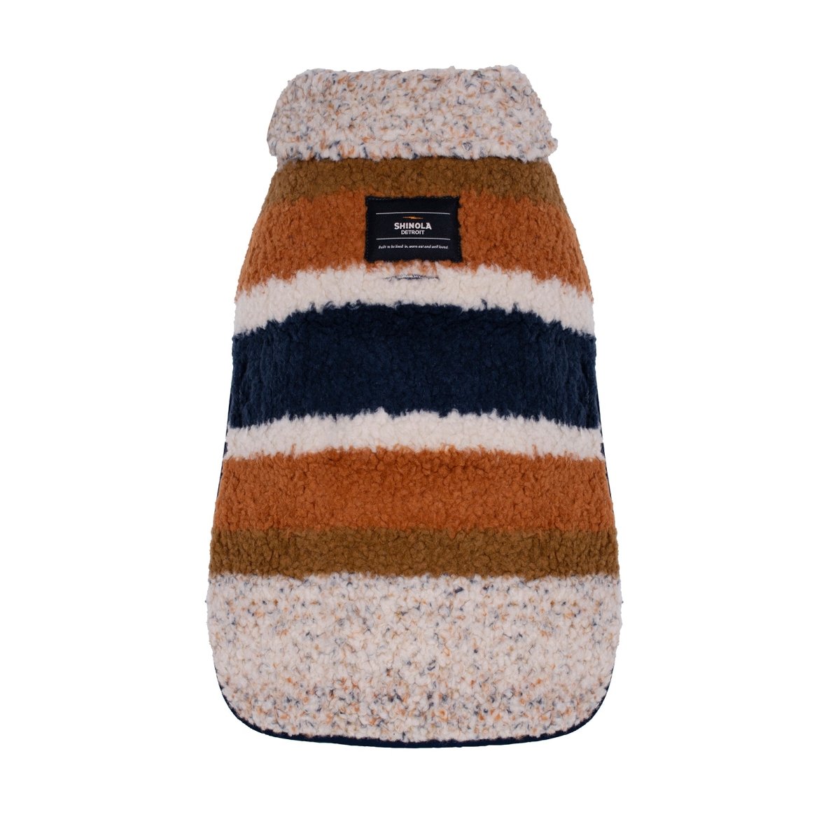 Shinola Brand Stripe Berber Dog Coat Oatmeal Medium
