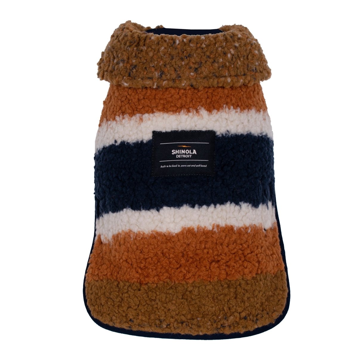 Shinola Brand Stripe Berber Dog Coat Rust X-Small