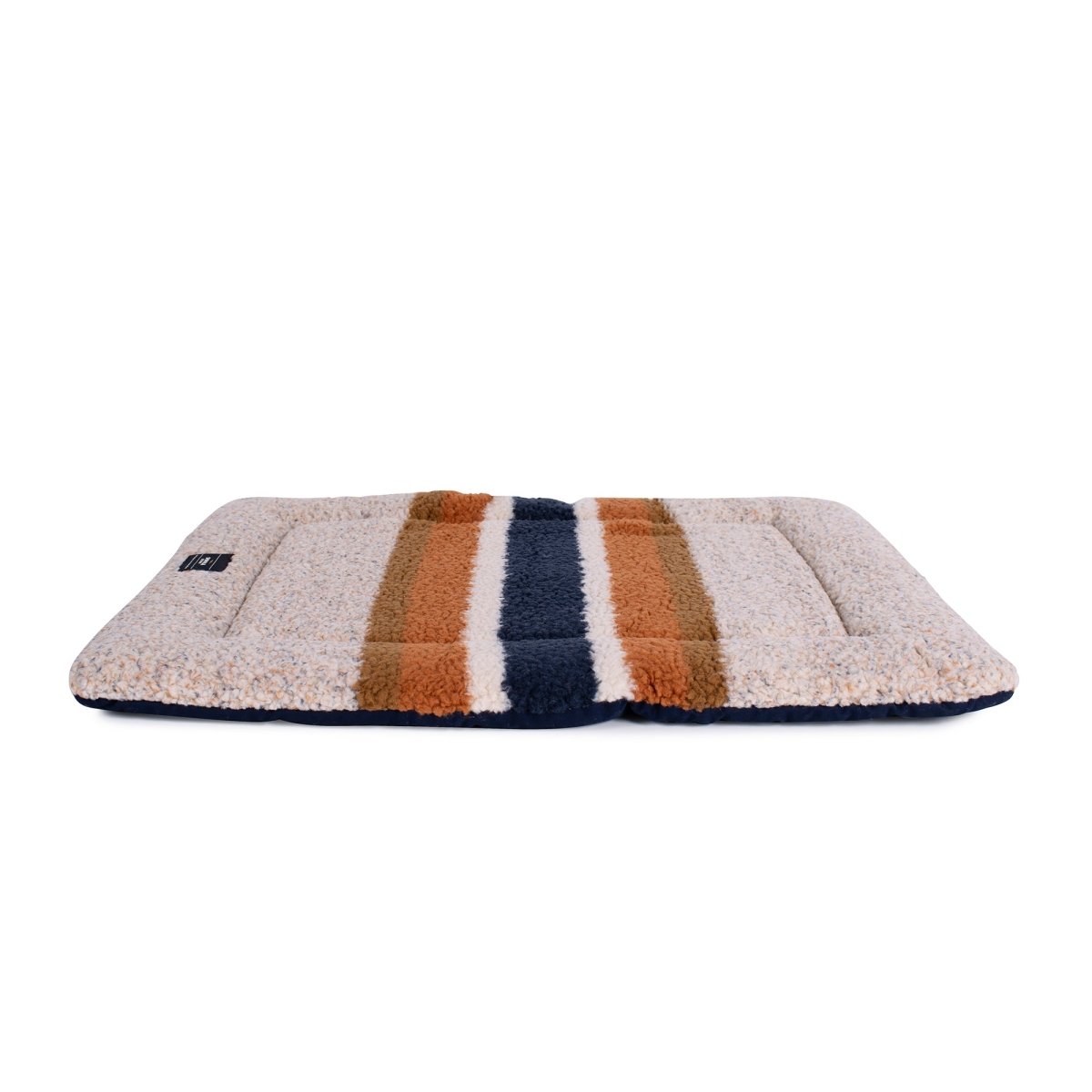 Shinola Brand Stripe Comfort Cushion Berber Dog Bed Oatmeal Small (30x23x2)