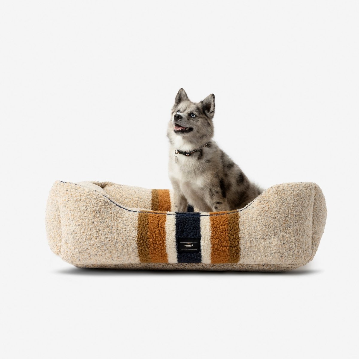 Shinola Brand Stripe Kuddle Berber Dog Bed Oatmeal – Carolina Pet Co.