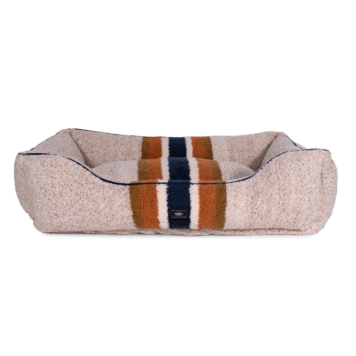 Shinola Brand Stripe Kuddle Berber Dog Bed Oatmeal X-Large (42x30x10½)