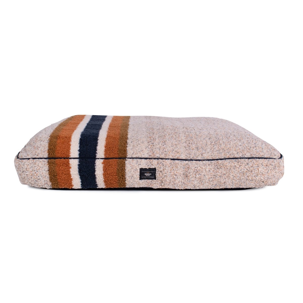 Shinola Brand Stripe Napper Pillow Berber Dog Bed Oatmeal Large (40x32x4)