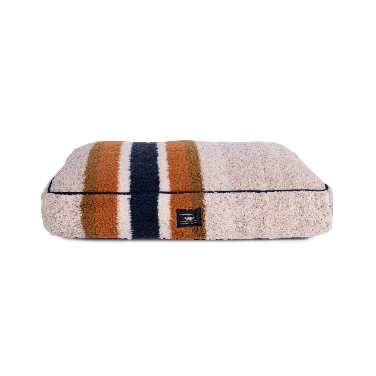 Shinola Brand Stripe Napper Pillow Berber Dog Bed Oatmeal Small (28x20x4)
